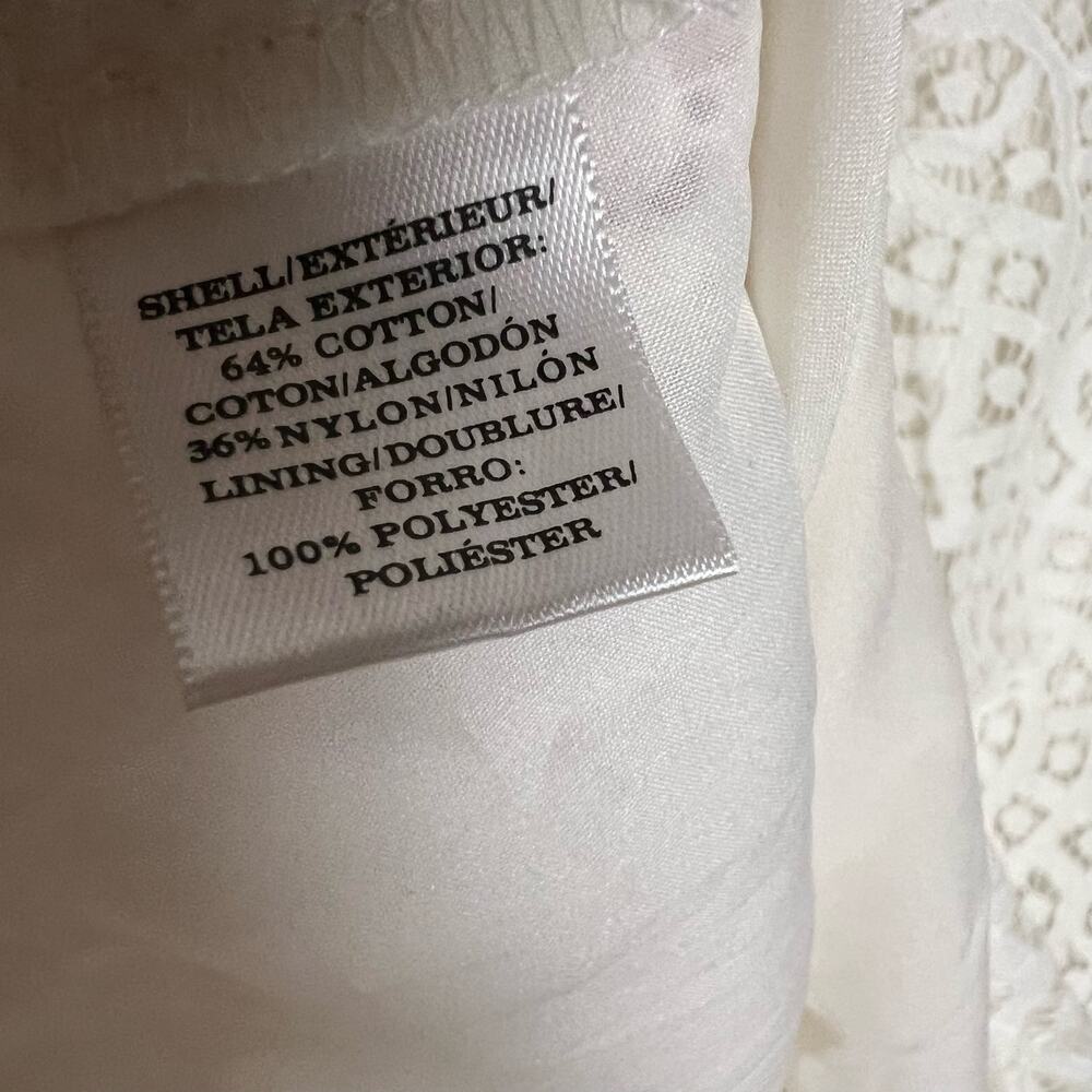 Ann Taylor White Lace Short Sleeve Round Neck Shift Mini Dress Size 10 - Picture 12 of 12
